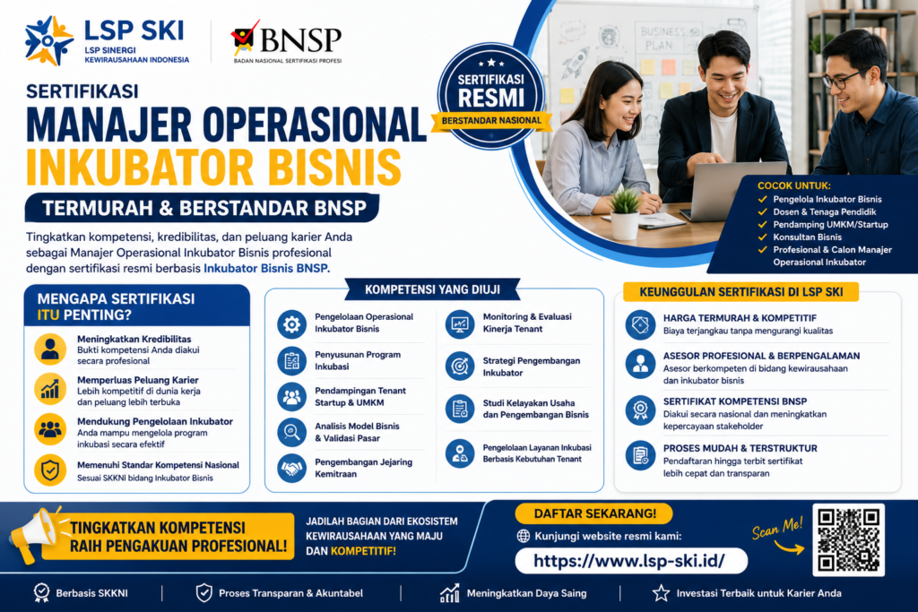 manajer operasional Inkubator Bisnis bnsp